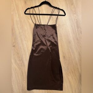 Chic Backless Brown Mini Dress